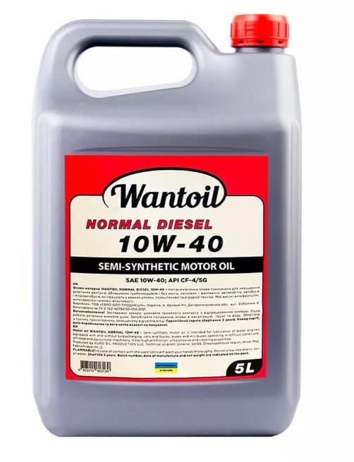 WANTOIL 1278587 Engine oil WANTOIL NORMAL DIESEL 10W-40, 5L 1278587: Buy near me in Poland at 2407.PL - Good price!