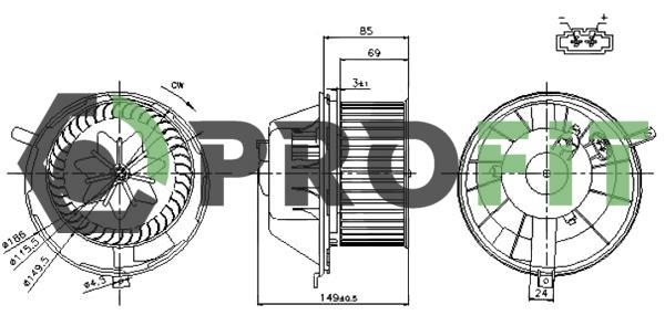Profit 1860-0003 Fan assy - heater motor 18600003: Buy near me in Poland at 2407.PL - Good price!