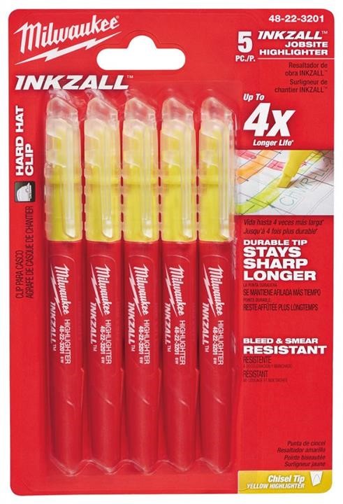 Milwaukee 48223201 Set of text markers InkZAll yellow Milwaukee, 5 pcs. 48223201: Buy near me in Poland at 2407.PL - Good price!