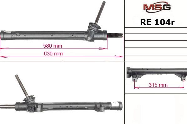 MSG Rebuilding RE104R Reconditioned steering rack RE104R: Buy near me in Poland at 2407.PL - Good price!