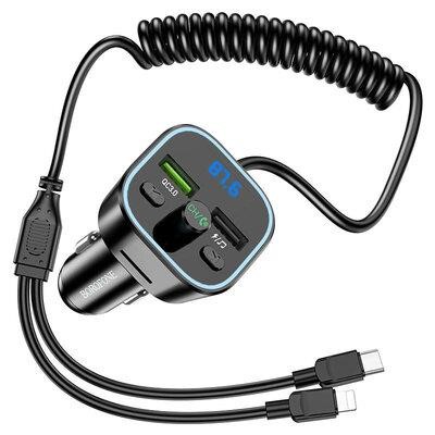 Borofone BC45B Автомобильное зарядное устройство Borofone BC45 Prestige QC3.0 2-in-1 car BT FM Transmitter with cable 18W Black BC45B: Отличная цена - Купить в Польше на 2407.PL!