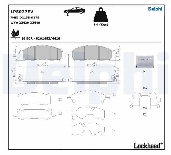 Delphi LP5027EV Scheibenbremsbeläge, Set LP5027EV: Bestellen Sie in Polen zu einem guten Preis bei 2407.PL!