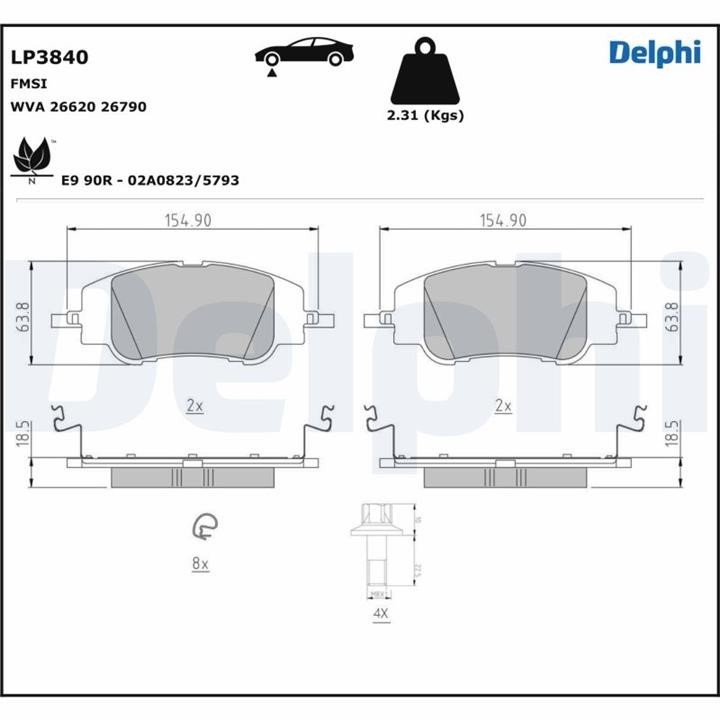 Delphi LP3840 Тормозные колодки дисковые, комплект LP3840: Отличная цена - Купить в Польше на 2407.PL!