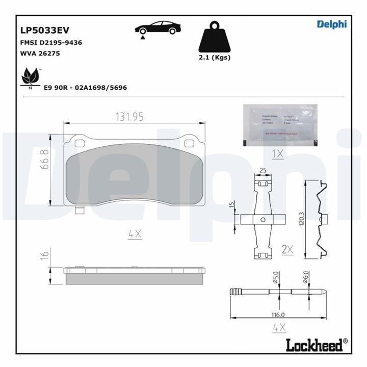 Delphi LP5033EV Brake Pad Set, disc brake LP5033EV: Buy near me in Poland at 2407.PL - Good price!