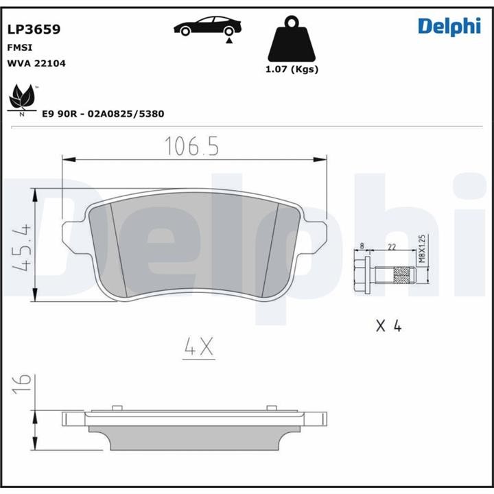 Delphi LP3659 Гальмівні колодки, комплект LP3659: Приваблива ціна - Купити у Польщі на 2407.PL!