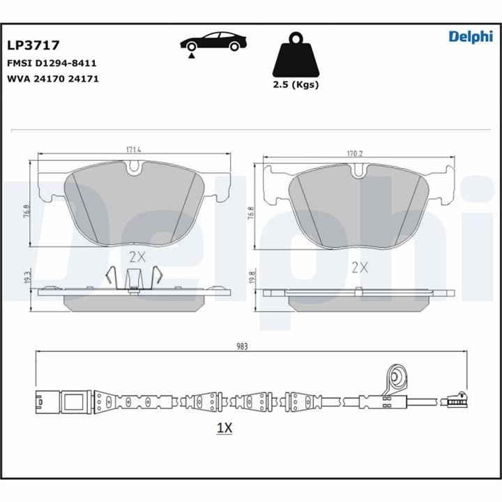Delphi LP3717 Brake Pad Set, disc brake LP3717: Buy near me in Poland at 2407.PL - Good price!