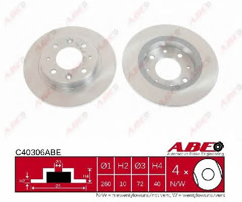 ABE C40306ABE Rear brake disc, non-ventilated C40306ABE: Buy near me in Poland at 2407.PL - Good price!