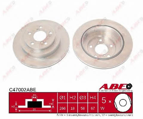 ABE C47002ABE Rear ventilated brake disc C47002ABE: Buy near me in Poland at 2407.PL - Good price!