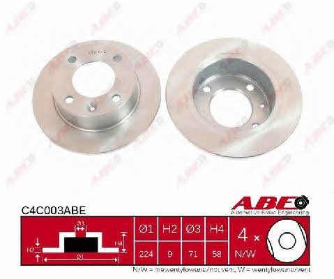 ABE C4C003ABE Rear brake disc, non-ventilated C4C003ABE: Buy near me in Poland at 2407.PL - Good price!