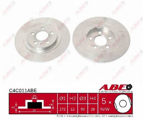 ABE C4C011ABE Rear brake disc, non-ventilated C4C011ABE: Buy near me in Poland at 2407.PL - Good price!