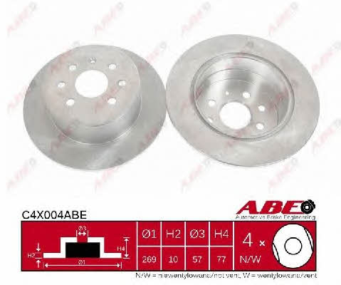 ABE C4X004ABE Rear brake disc, non-ventilated C4X004ABE: Buy near me in Poland at 2407.PL - Good price!