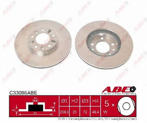 ABE C33086ABE Front brake disc ventilated C33086ABE: Buy near me in Poland at 2407.PL - Good price!