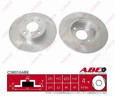 Niewentylowana przednia tarcza hamulcowa ABE C38016ABE