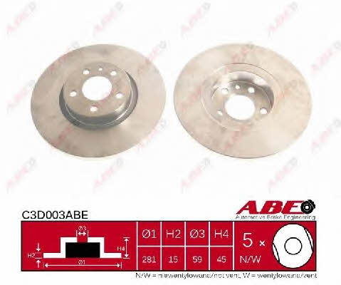 ABE C3D003ABE Unventilated front brake disc C3D003ABE: Buy near me in Poland at 2407.PL - Good price!