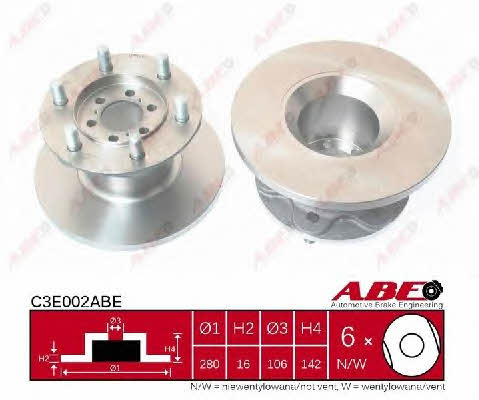 ABE C3E002ABE Unventilated front brake disc C3E002ABE: Buy near me in Poland at 2407.PL - Good price!