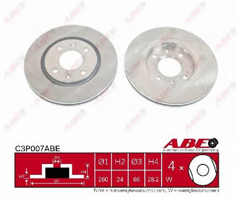 ABE C3P007ABE Тормозной диск передний вентилируемый C3P007ABE: Купить в Польше - Отличная цена на 2407.PL!