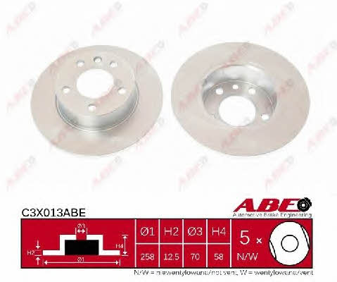 ABE C3X013ABE Unventilated front brake disc C3X013ABE: Buy near me in Poland at 2407.PL - Good price!