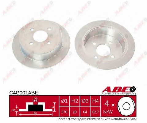 ABE C4G001ABE Rear brake disc, non-ventilated C4G001ABE: Buy near me in Poland at 2407.PL - Good price!