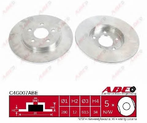 ABE C4G007ABE Rear brake disc, non-ventilated C4G007ABE: Buy near me in Poland at 2407.PL - Good price!