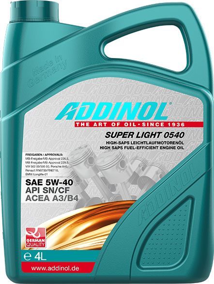 Motoröl Addinol Super Light 0540 5W-40, 4L Addinol 4014766251022