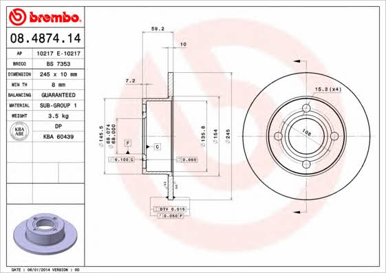 AP (Brembo) 10217 E Brake disc 10217E: Buy near me in Poland at 2407.PL - Good price!