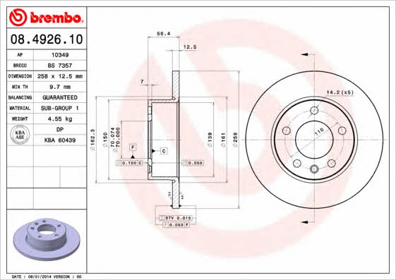 AP (Brembo) 10349 Brake disc 10349: Buy near me in Poland at 2407.PL - Good price!