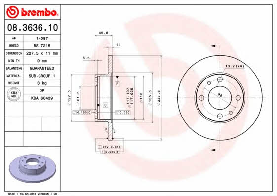 AP (Brembo) 14087 Brake disc 14087: Buy near me at 2407.PL in Poland at an Affordable price!