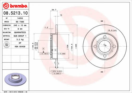 AP (Brembo) 14253 Brake disc 14253: Buy near me at 2407.PL in Poland at an Affordable price!