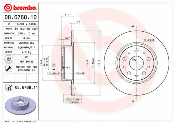 AP (Brembo) 14604 Brake disc 14604: Buy near me in Poland at 2407.PL - Good price!
