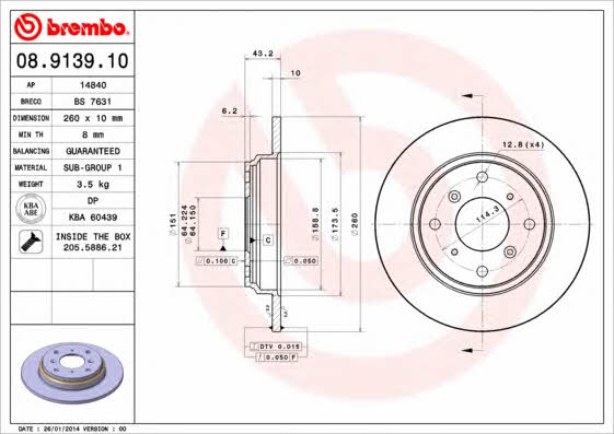 AP (Brembo) 14840 Brake disc 14840: Buy near me in Poland at 2407.PL - Good price!