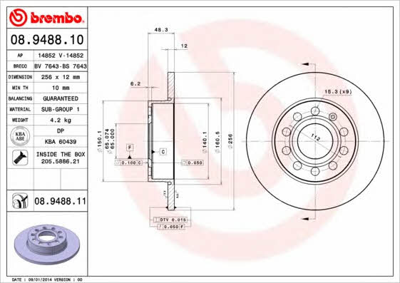 AP (Brembo) 14852 Brake disc 14852: Buy near me in Poland at 2407.PL - Good price!