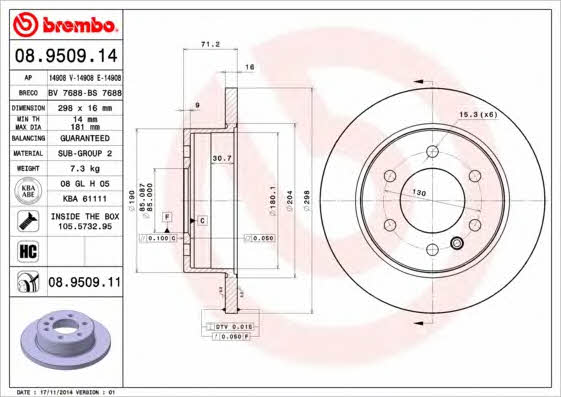 AP (Brembo) 14908 E Brake disc 14908E: Buy near me at 2407.PL in Poland at an Affordable price!