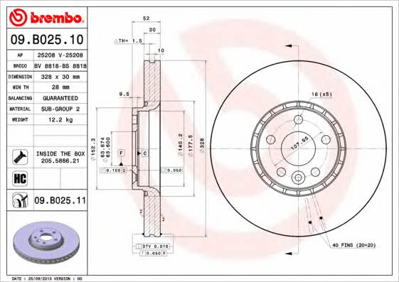 AP (Brembo) 25208 Brake disc 25208: Buy near me in Poland at 2407.PL - Good price!