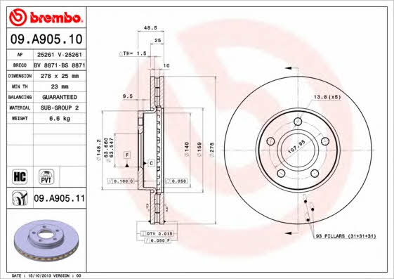 AP (Brembo) 25261 Диск гальмівний 25261: Купити у Польщі - Добра ціна на 2407.PL!