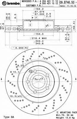 AP (Brembo) 25389 V Brake disc 25389V: Buy near me in Poland at 2407.PL - Good price!