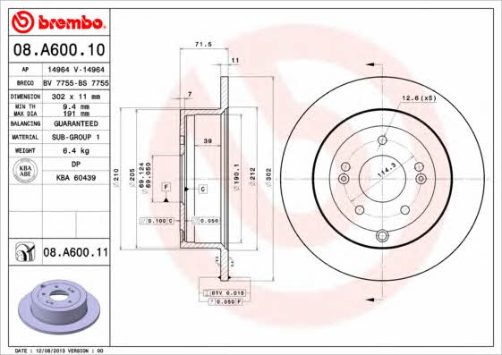 AP (Brembo) 14964 V Brake disc 14964V: Buy near me in Poland at 2407.PL - Good price!