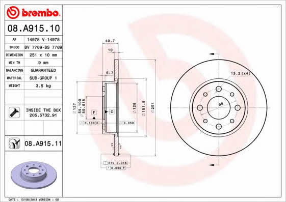 AP (Brembo) 14978 Brake disc 14978: Buy near me at 2407.PL in Poland at an Affordable price!