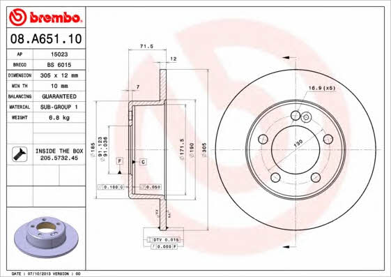 AP (Brembo) 15023 Brake disc 15023: Buy near me at 2407.PL in Poland at an Affordable price!