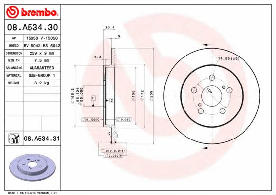 AP (Brembo) 15050 Brake disc 15050: Buy near me in Poland at 2407.PL - Good price!