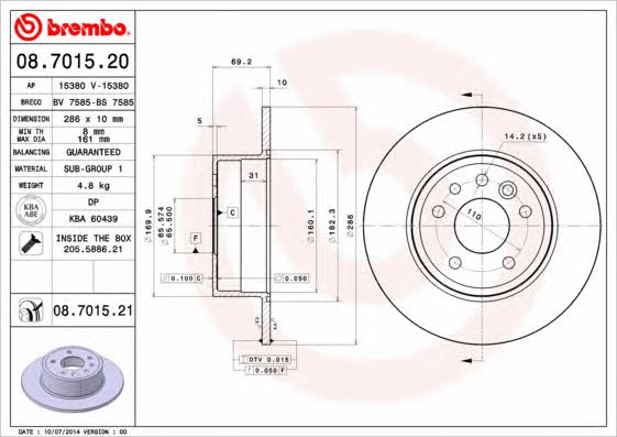 AP (Brembo) 15380 Brake disc 15380: Buy near me at 2407.PL in Poland at an Affordable price!