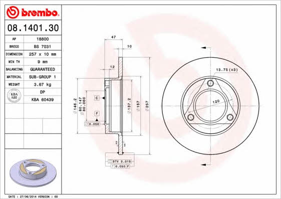 AP (Brembo) 18800 Brake disc 18800: Buy near me in Poland at 2407.PL - Good price!