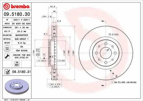 AP (Brembo) 22011 Brake disc 22011: Buy near me at 2407.PL in Poland at an Affordable price!