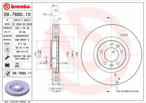 AP (Brembo) 22013 Brake disc 22013: Buy near me in Poland at 2407.PL - Good price!