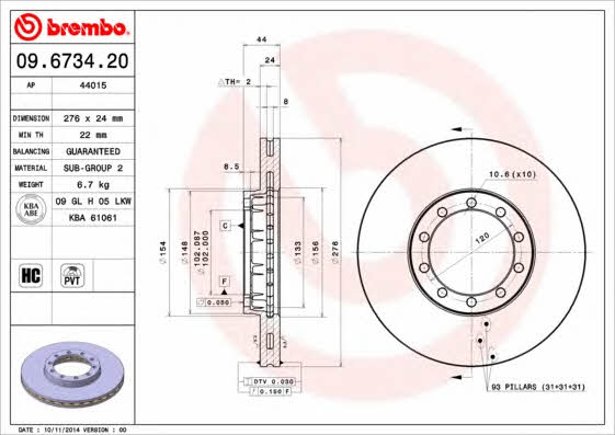 AP (Brembo) 44015 Brake disc 44015: Buy near me at 2407.PL in Poland at an Affordable price!