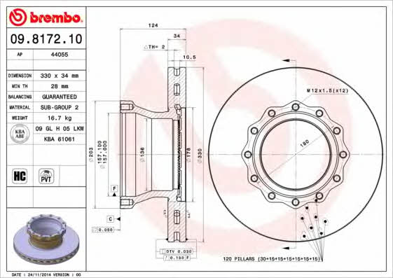 AP (Brembo) 44055 Brake disc 44055: Buy near me at 2407.PL in Poland at an Affordable price!