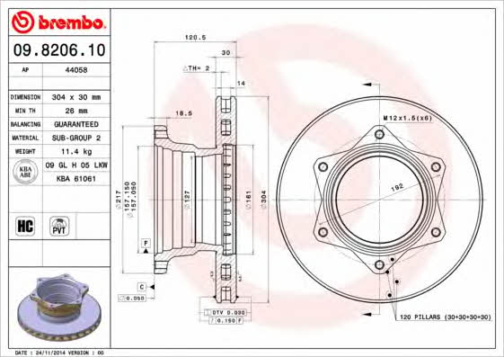 AP (Brembo) 44058 Brake disc 44058: Buy near me in Poland at 2407.PL - Good price!