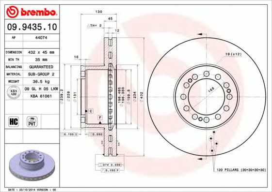 AP (Brembo) 44074 Brake disc 44074: Buy near me at 2407.PL in Poland at an Affordable price!