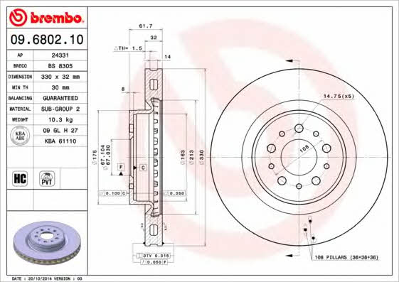 AP (Brembo) 24331 Brake disc 24331: Buy near me in Poland at 2407.PL - Good price!