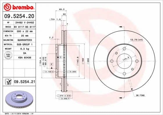 AP (Brembo) 24482 Brake disc 24482: Buy near me at 2407.PL in Poland at an Affordable price!