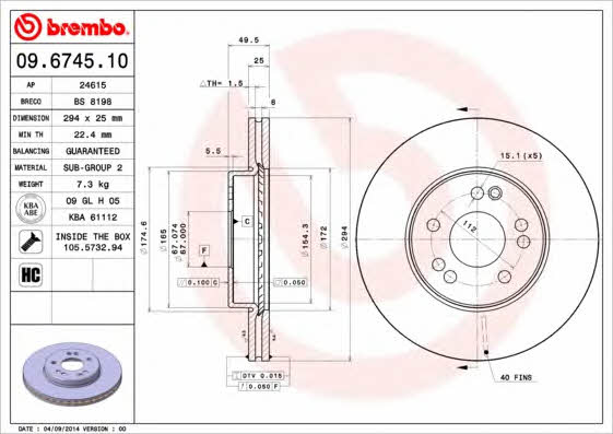 AP (Brembo) 24615 Brake disc 24615: Buy near me in Poland at 2407.PL - Good price!